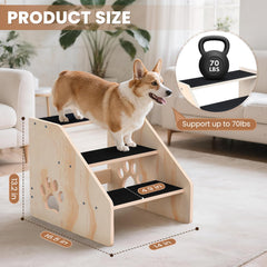 CozyLazy Dog Stairs dimension-14-5x17-7x13-4 demonstrates compatibility with beds, couches, and cars.