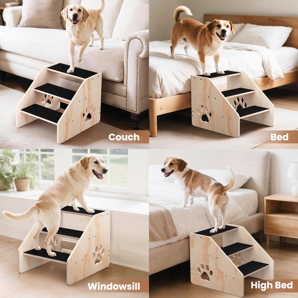 CozyLazy Dog Stairs easy-clean-brush emphasizes low-maintenance upkeep for busy households.