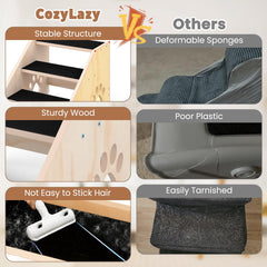 CozyLazy Dog Stairs wooden-construction highlights sturdy, deformation-resistant design for long-term pet support.