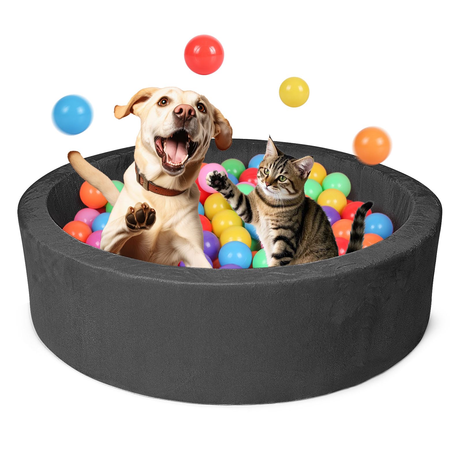 COZYTRAUM black round pet bed in a cozy room setting