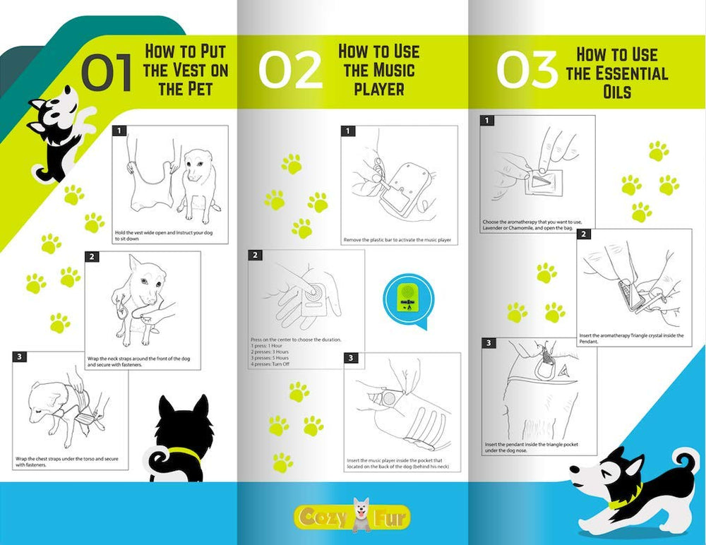 CozyVest built-in speakers for dog-friendly relaxing music during fireworks or storms