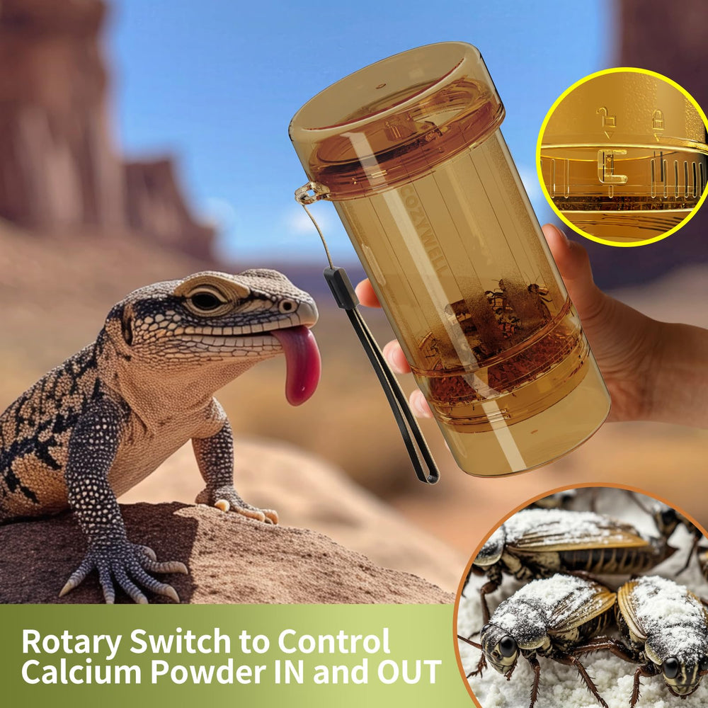 COZYWELL Cricket Calcium Mixer transparent container lets you monitor dusting progress