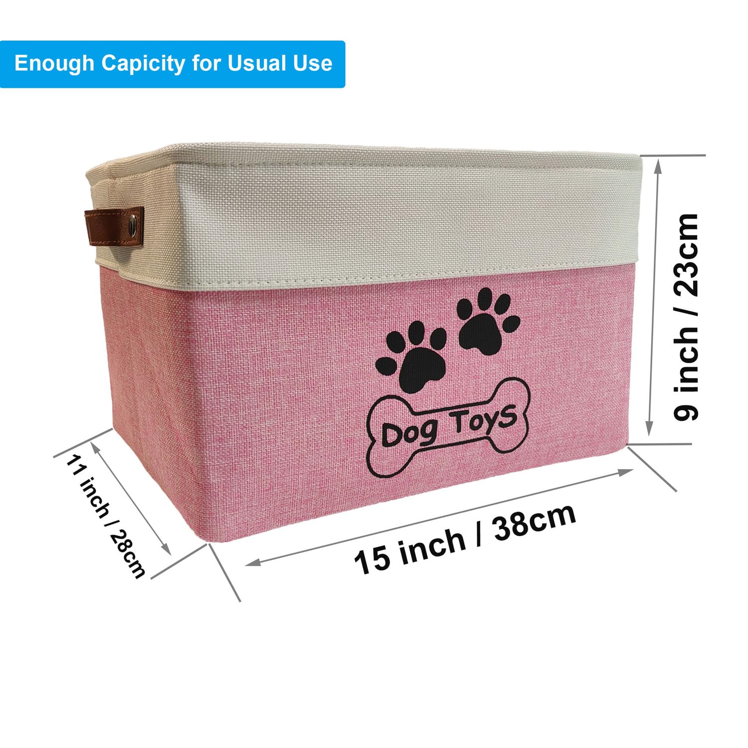 CPAKOWLGOO easy-clean dog toy bin keeps surfaces neat with wipe-clean exterior.