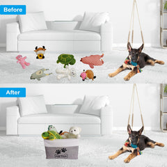 CPAKOWLGOO Foldable Dog Bin with handles for quick room-to-room toy transport.