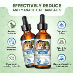 CPFK cat hairball remedy drops bottle closeup highlights precise dosing for hairball control.