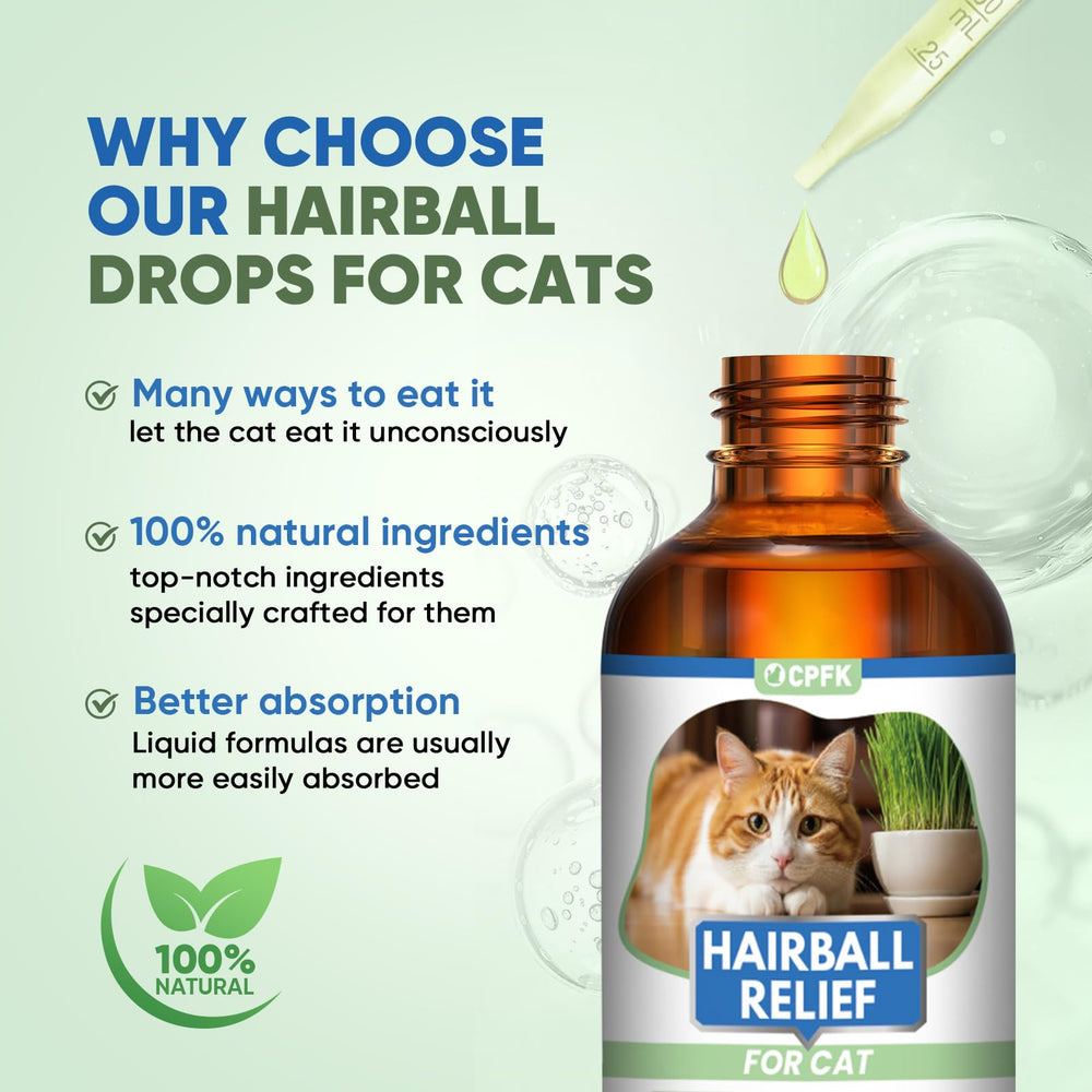 CPFK cat hairball remedy drops two-pack presentation emphasizes value and ongoing use.