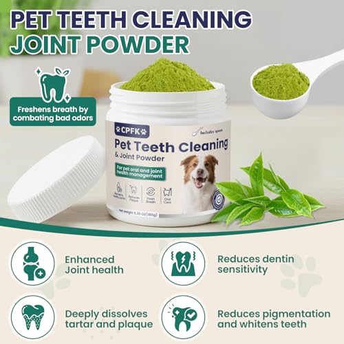 CPFK dog teeth powder scoop shows convenient dosing for daily oral care