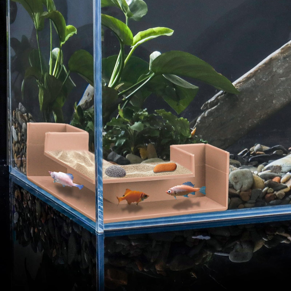 CPLIKE Fish Tank Tunnel buried under substrate offers hidden exploration for fish.