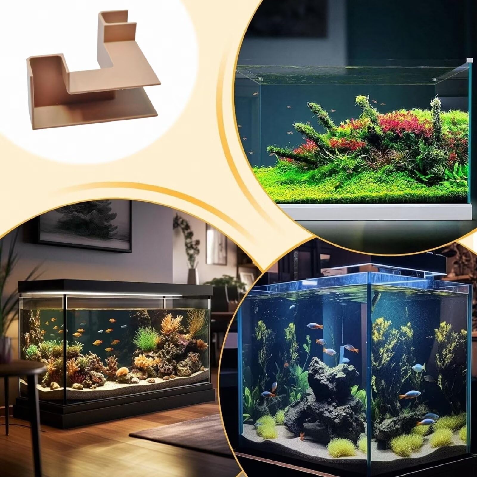 CPLIKE Fish Tank Tunnel with natural-looking sand flow enhances realism in tank.