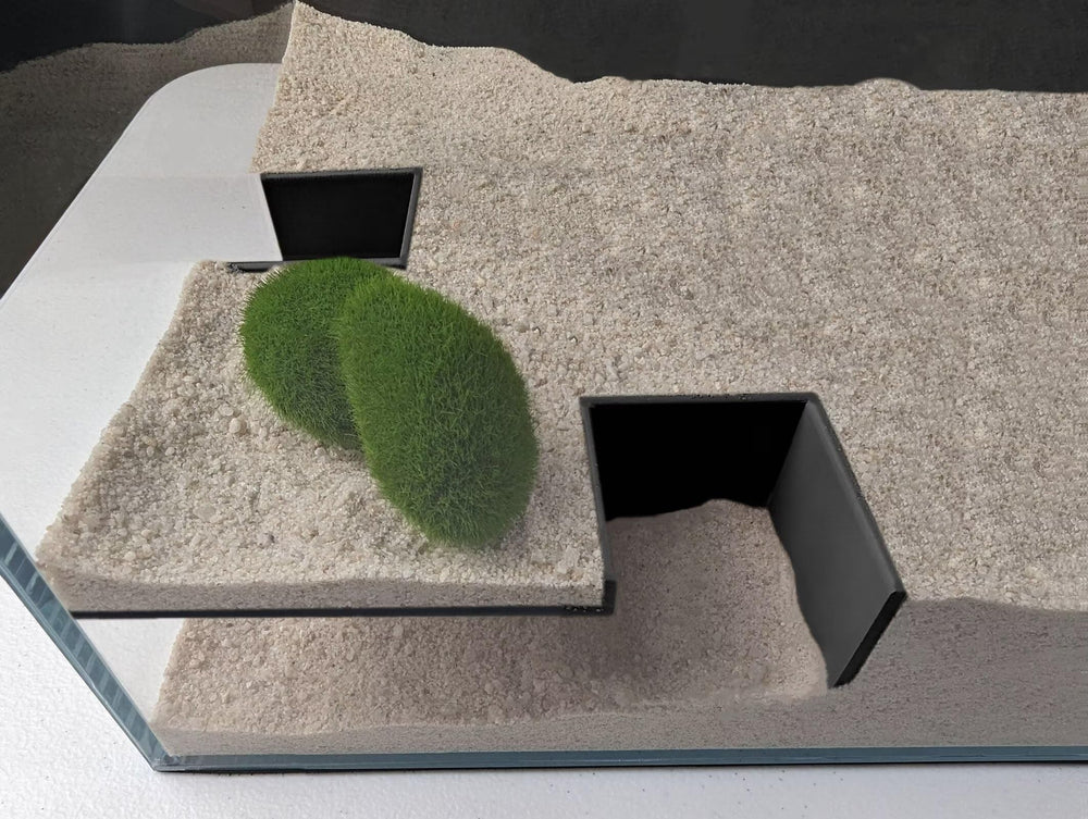 CPLIKE Shrimp Cave easily installs by pressing to glass and burying under substrate.