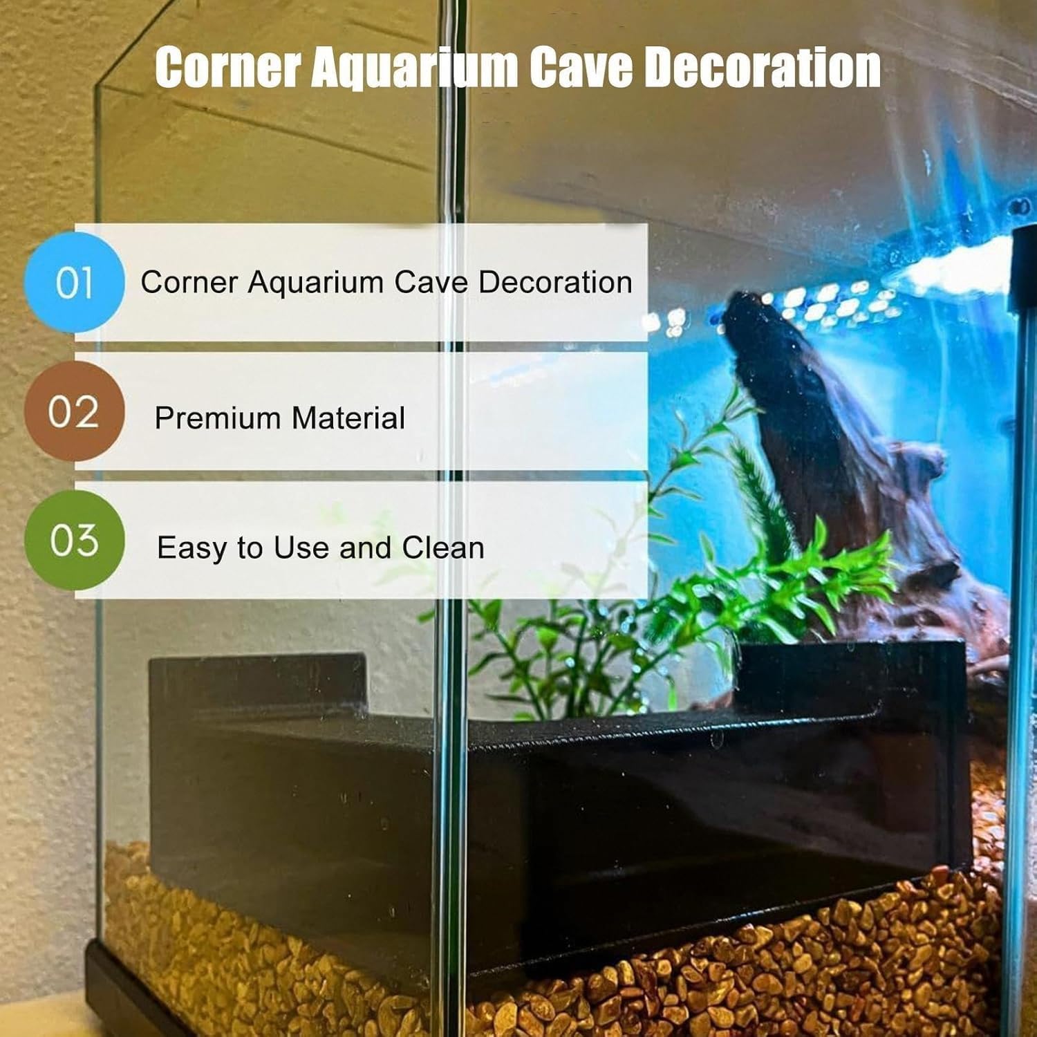 CPLIKE Shrimp Cave can be secured with ornamental stones for stable placement.