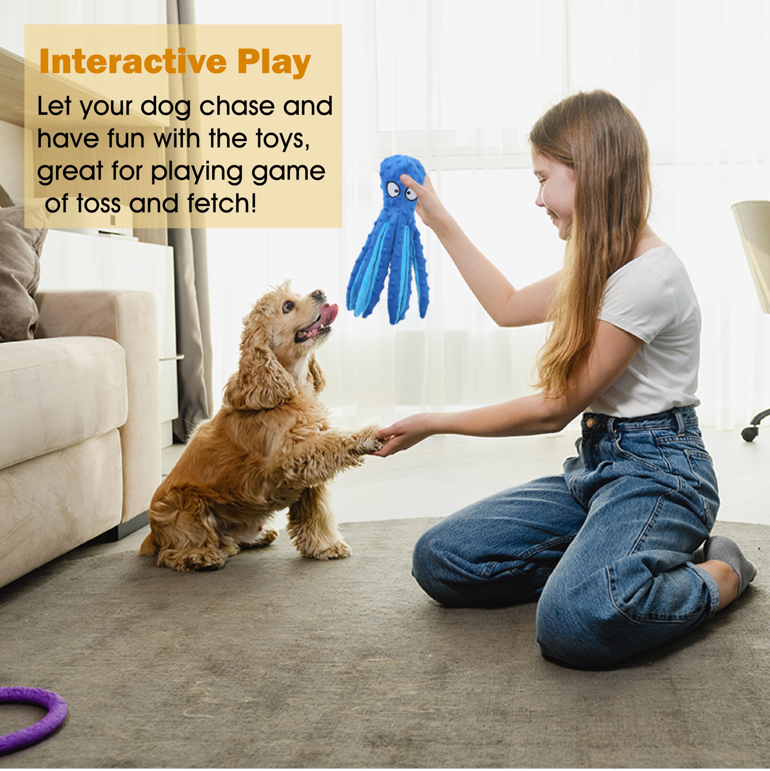 CPYOSN 12.6-inch octopus toy suits puppies to large dogs.