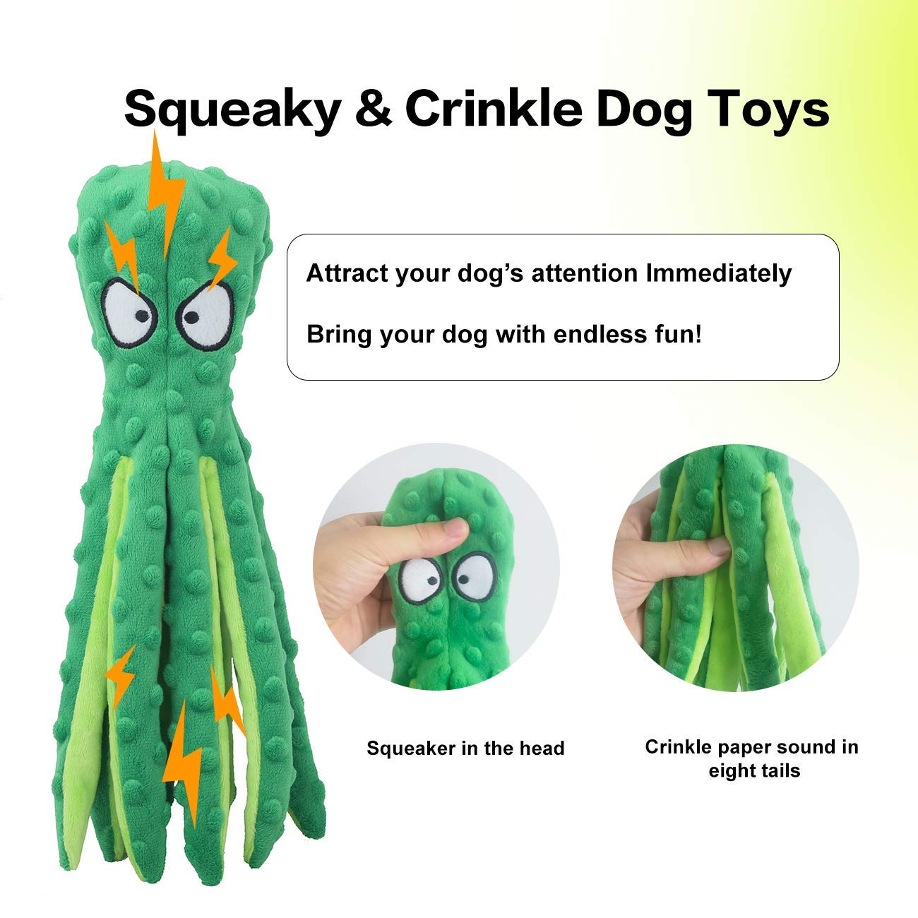 CPYOSN octopus toy crinkle tail excites dogs with tactile rewards.