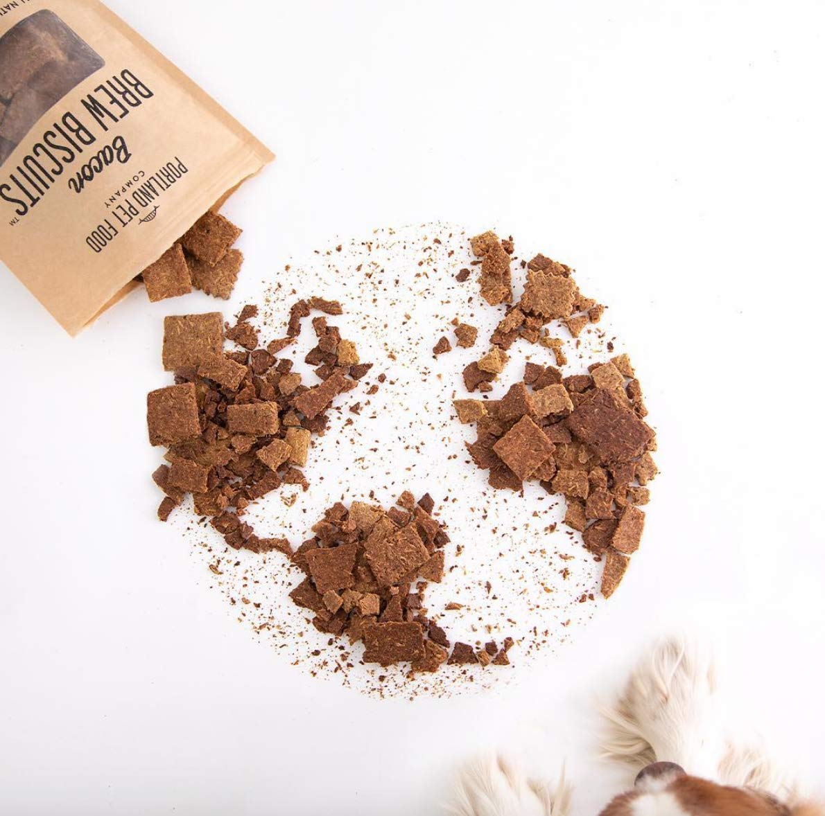 Crafted by Humans Brew Biscuit USA-sourced ingredients label on bag.