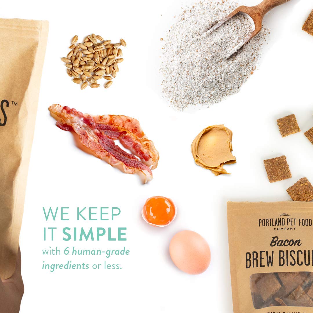 Crafted by Humans Brew Biscuit bite-sized pieces suitable for dogs of all sizes.