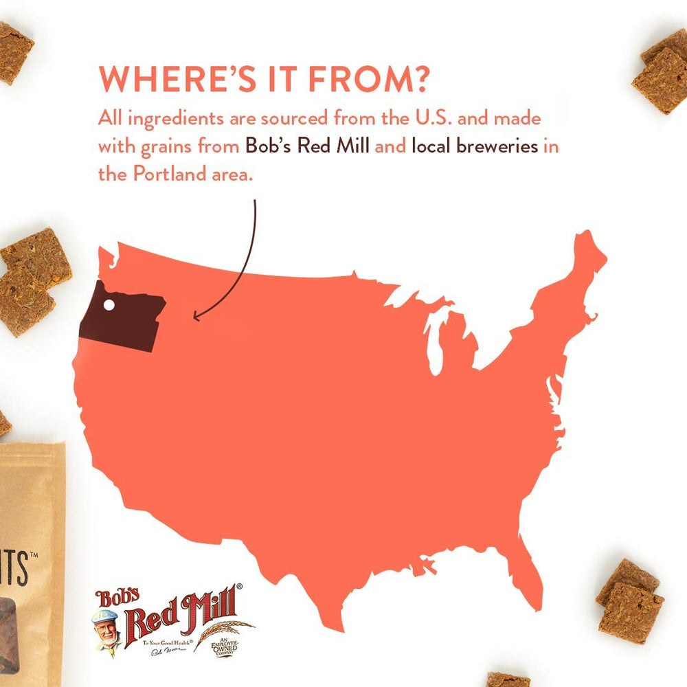 Crafted by Humans Brew Biscuit spent grains flavor notes highlighted in image.