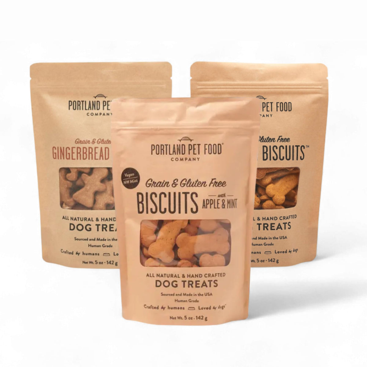 Crafted by Humans Loved by Dogs apple-mint treats package for healthy training rewards