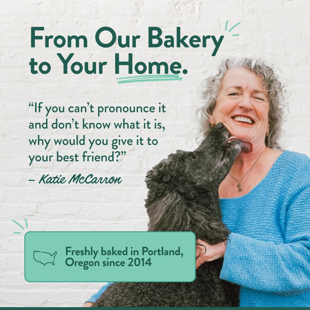 Portland Pumpkin Dog Treats free-from label highlights no artificial colors