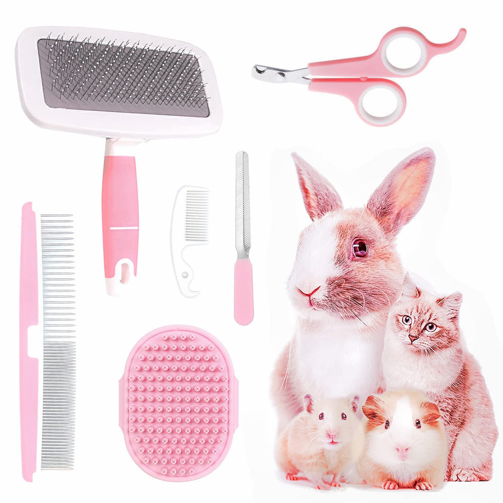 Crafterlife small-animal grooming kit slicker brush for shedding control and knot removal