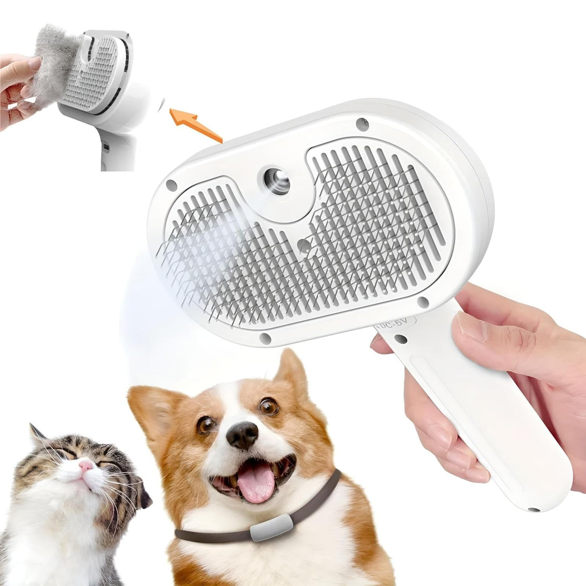 Craftivio 3-in-1 cat steam brush hair removal for tangle-free fur during grooming