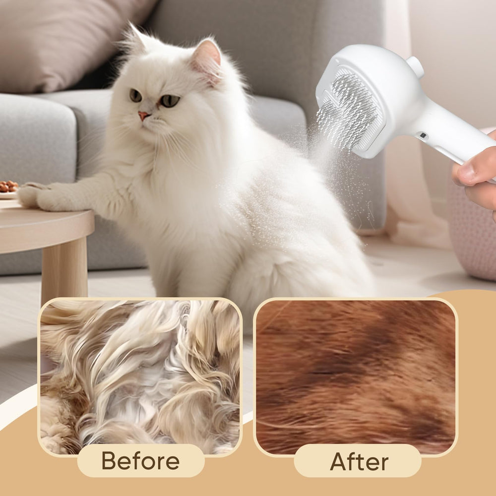Craftivio cat steam brush works for long and short hair, comfortable grooming