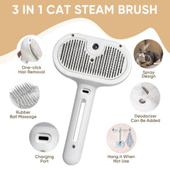 Craftivio cat steam brush steam spray reduces flyaway fur during brushing