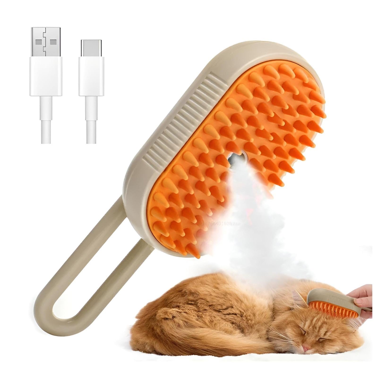 Craftvio 4-in-1 cat steam brush packaging highlights all-in-one pet grooming solution.