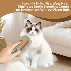 Craftvio cat being groomed with steam for a calm brushing session.