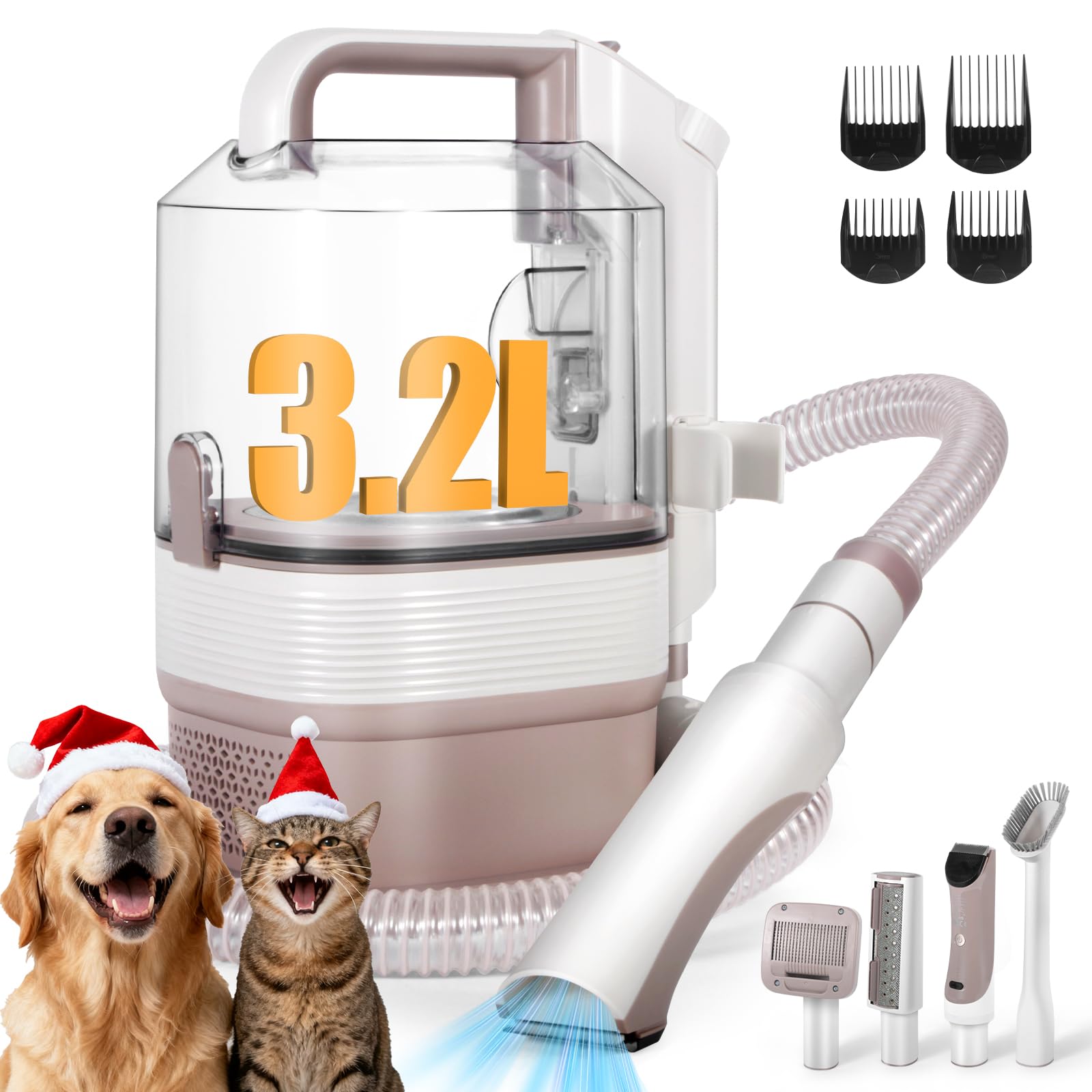 Crazydeer dog grooming vacuum unit shows a powerful all-in-one grooming setup with mess-free collection