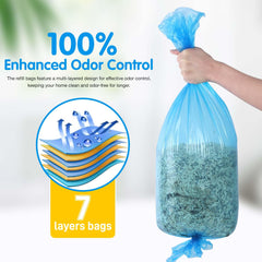 Creatwo cat litter refills compatible with Genie pails show easy insertion and tidy handling.