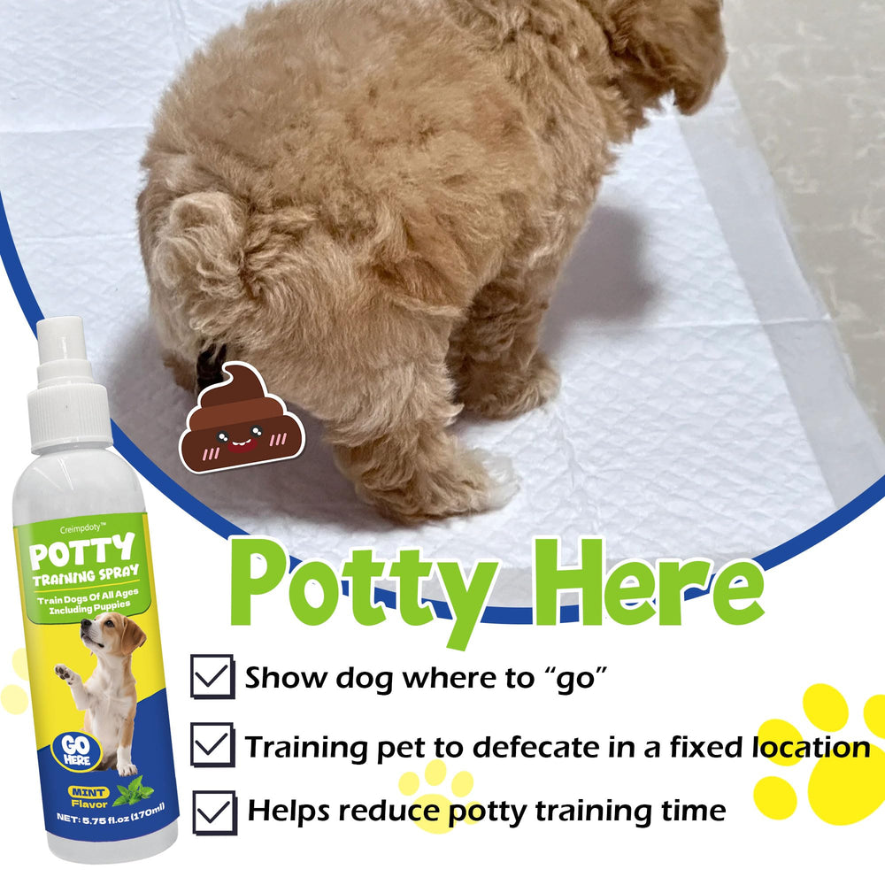 Creimpdoty potty spray set training guide highlights combined-use for quicker routine establishment.