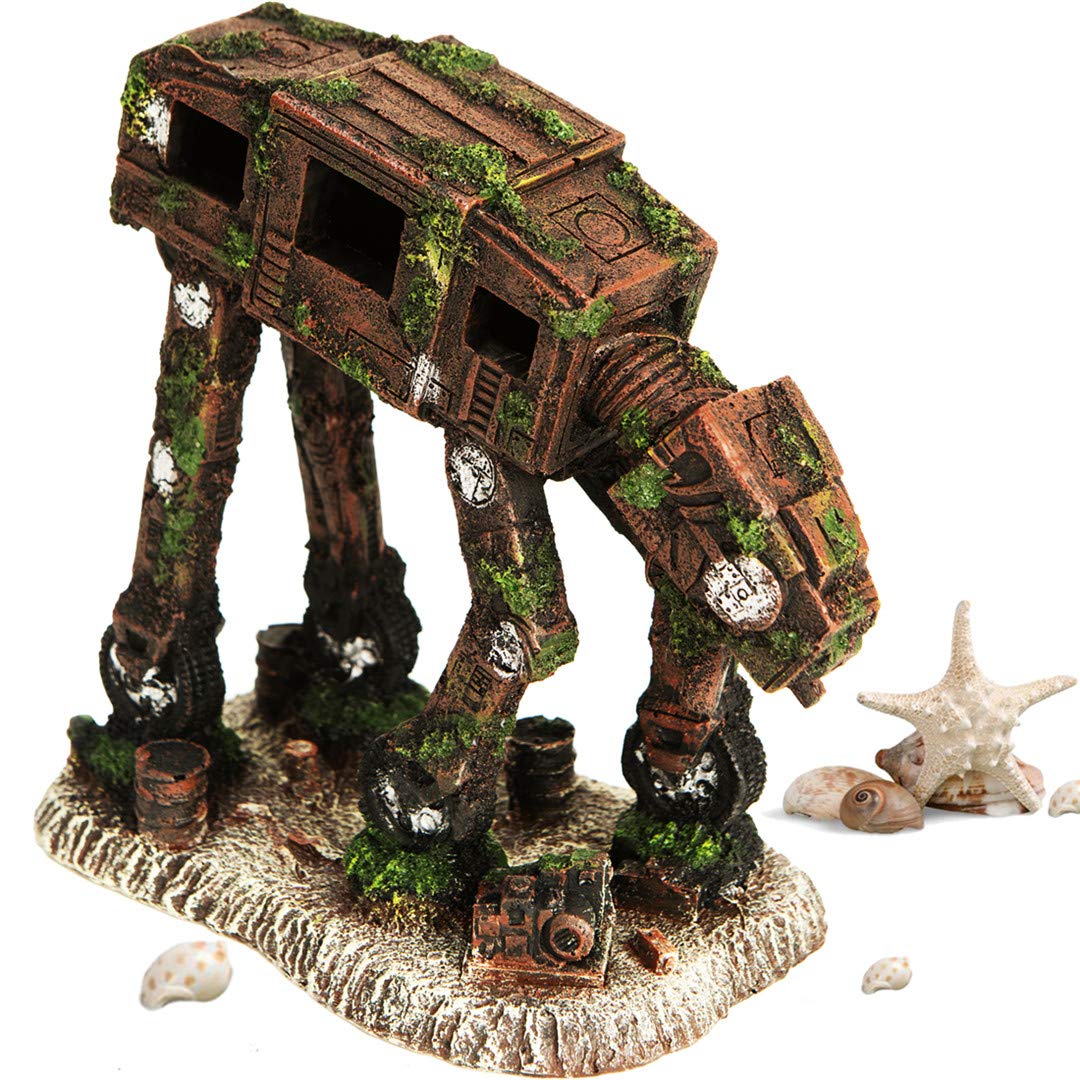 CREOMG wood house aquarium ornament adds natural texture and extra shelter for shy fish.