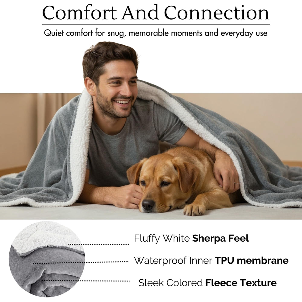 CREW FLX durable pet blanket on couch protects upholstery.