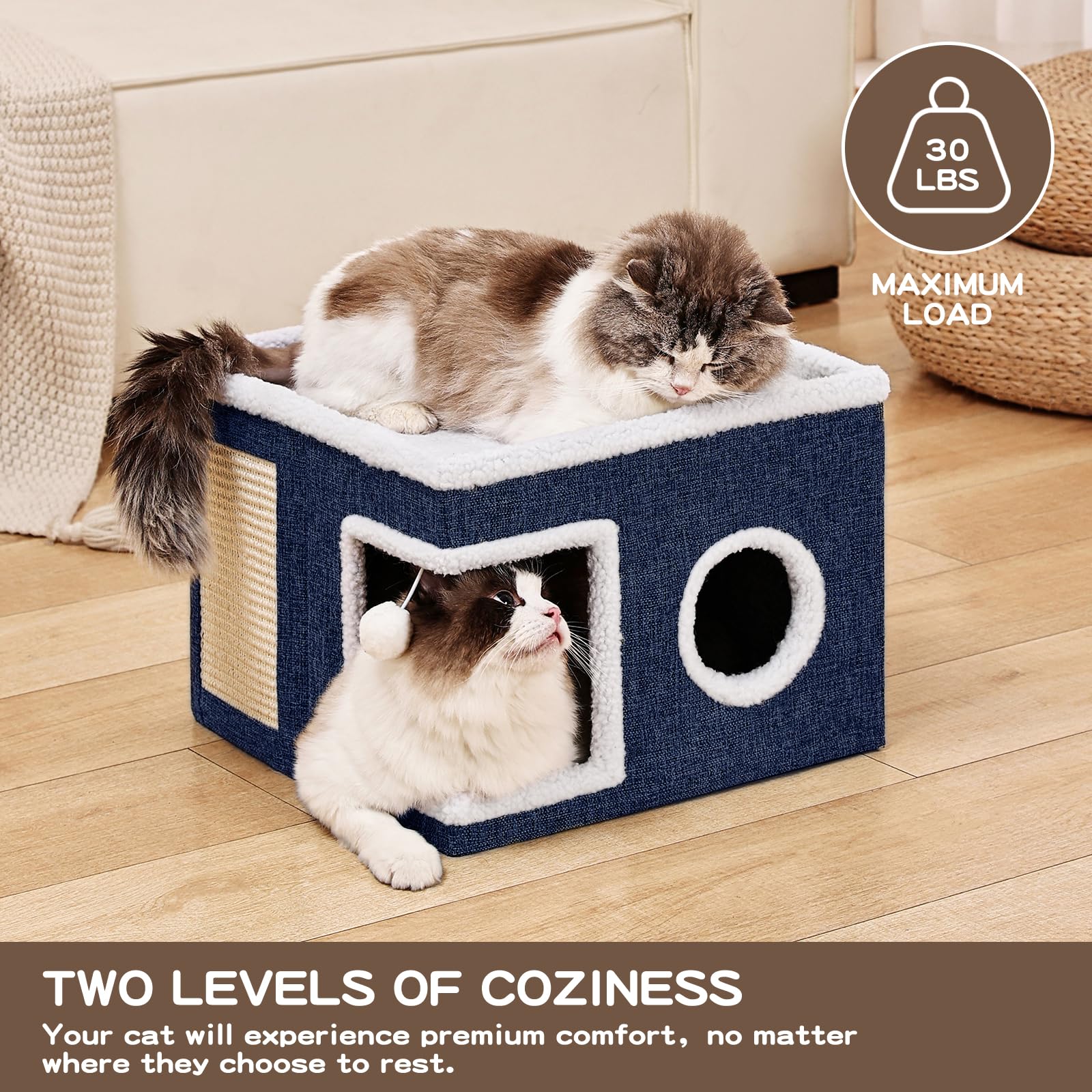 Crispedia cat bed ball toy demonstrates interactive play for cats.