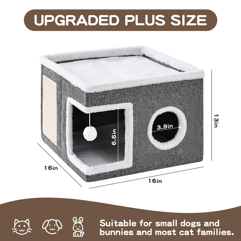 Crispedia cat bed cave assembly folding feature shows tool-free setup and portability.