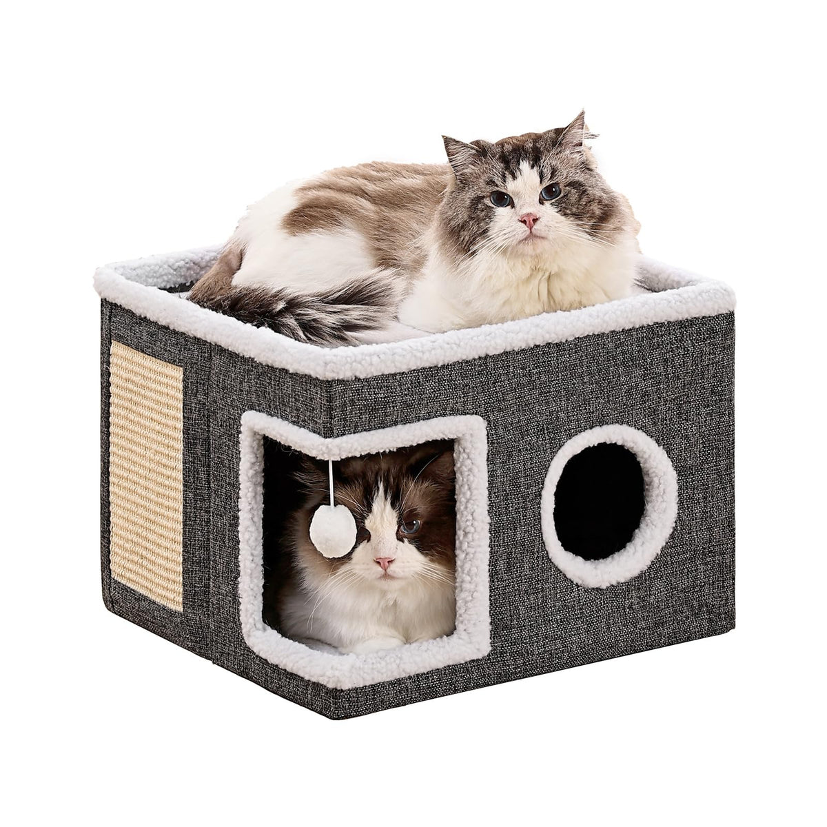 Crispedia cat bed cave interior view shows secure hideaway for peaceful naps.