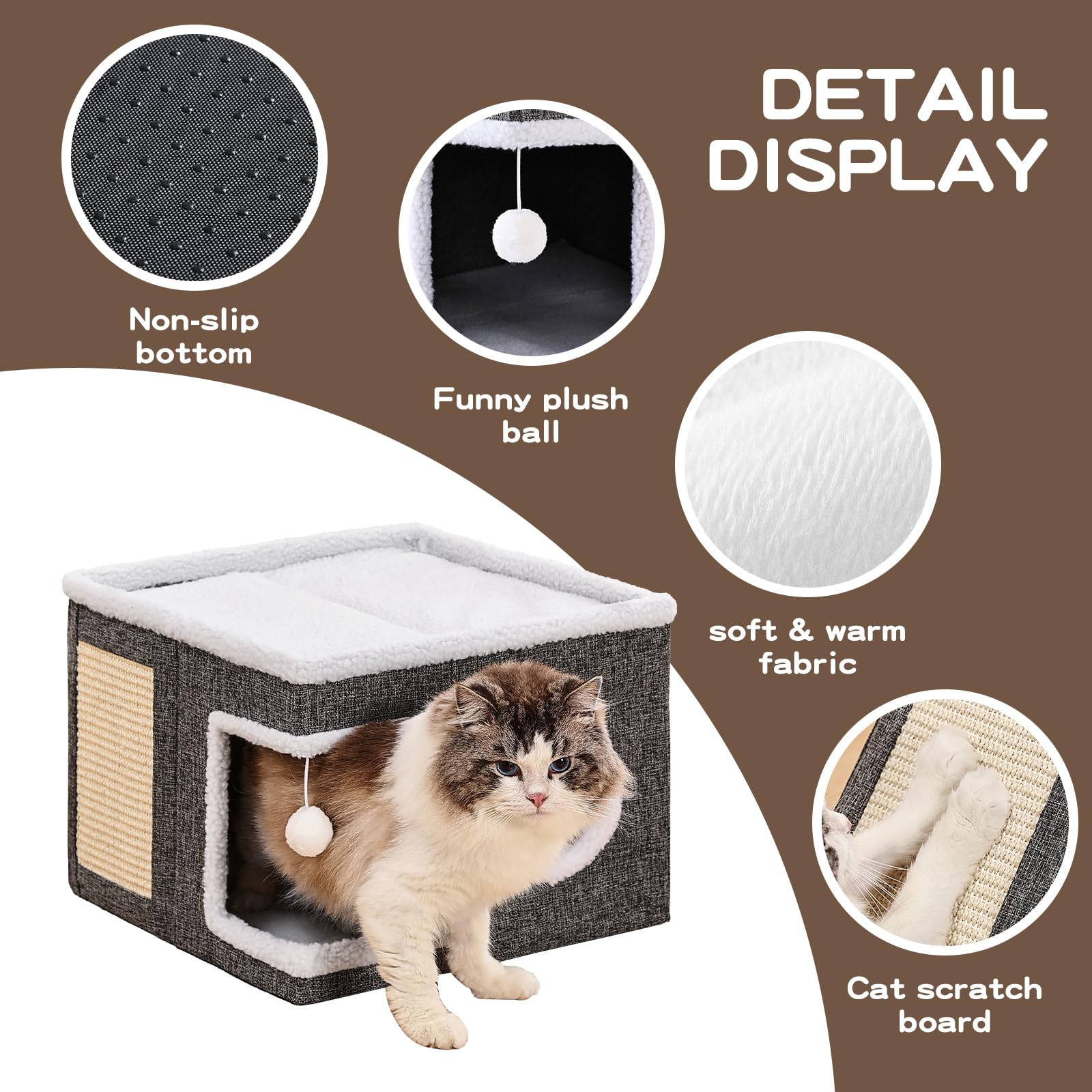 Crispedia cat bed cave multi-cat use image suggests shared space without crowding.