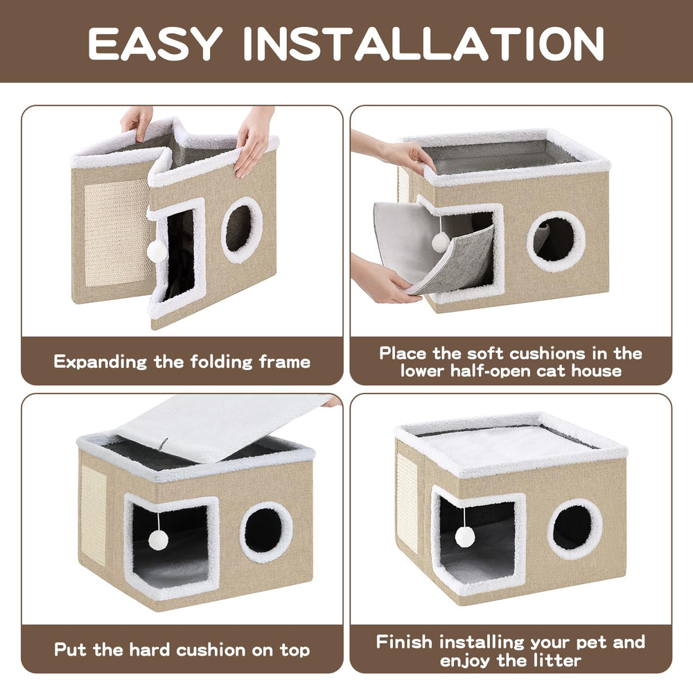 Crispedia cat bed foldable assembly closeup highlights tool-free setup.