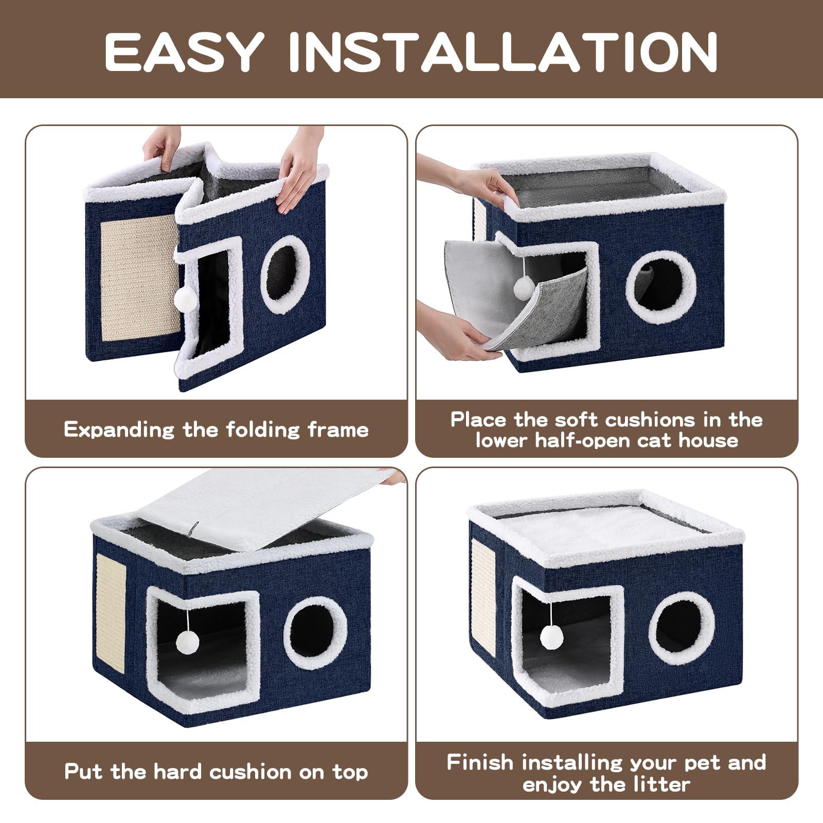 Crispedia cat bed reversible cushion summer side offers cool, breathable rest.