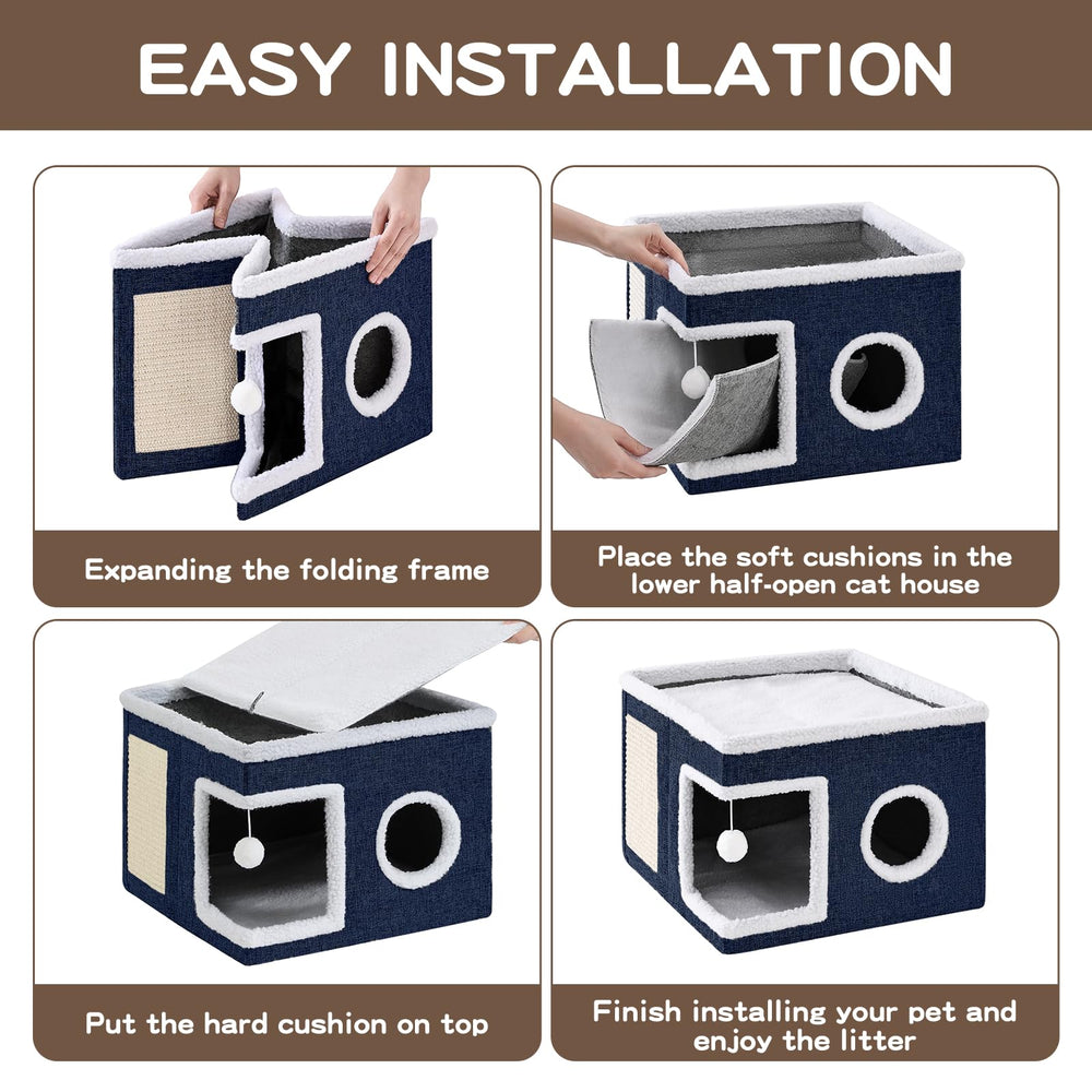 Crispedia cat bed reversible cushion summer side offers cool, breathable rest.