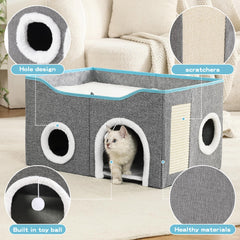 Crispedia cat condo with scratch pad grey helps protect furniture from claws.