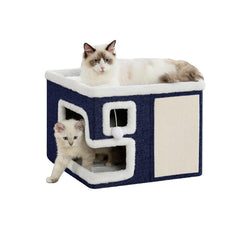 Crispedia cat houses blue cave bed offers a secure hideaway for indoor cats.