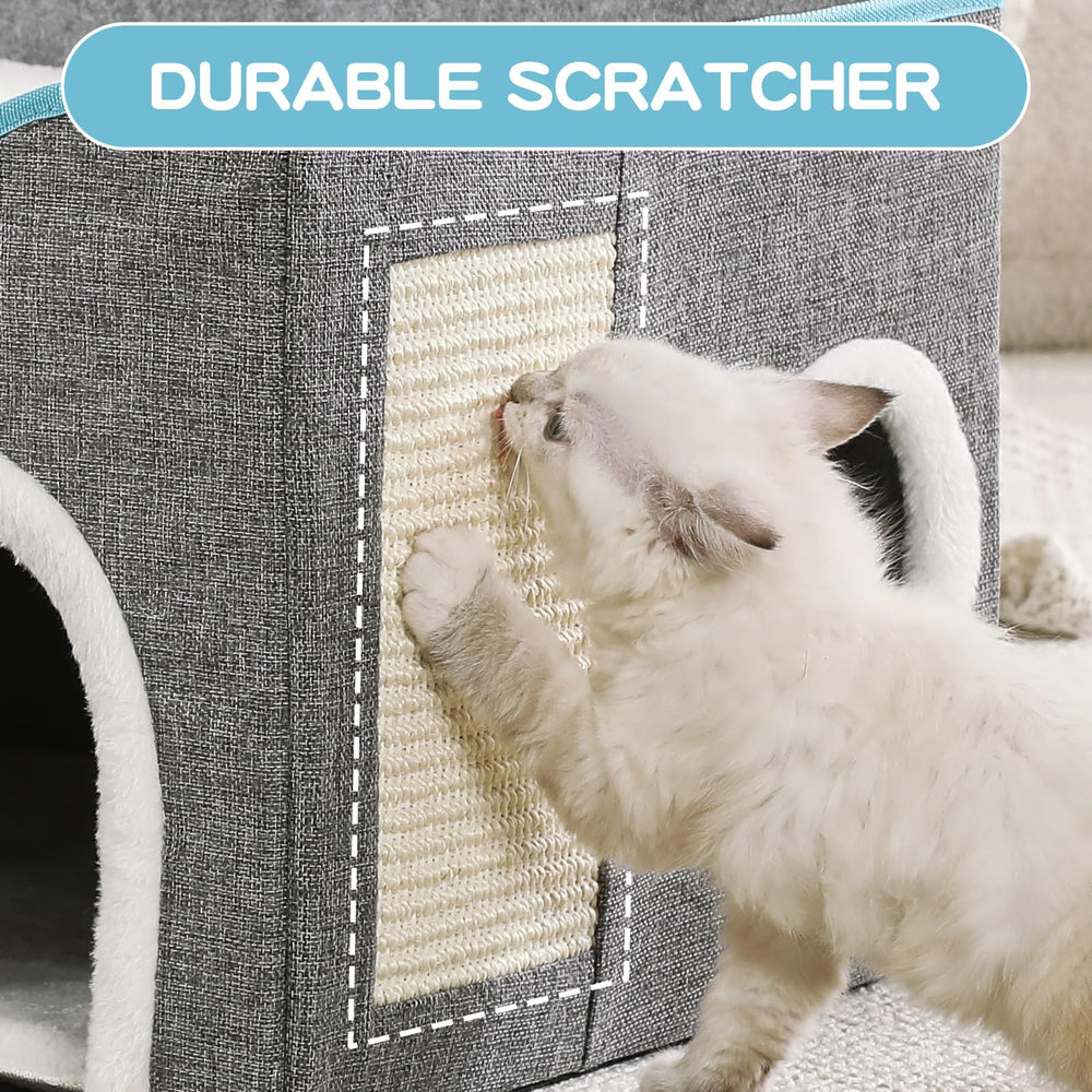 Crispedia non-slip base cat bed keeps the surface steady during fun.