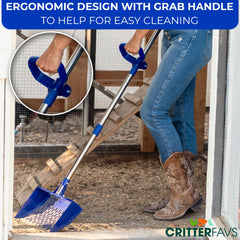 CRITTER FAVS built-in rake and hook simplify storage and cleanup tasks