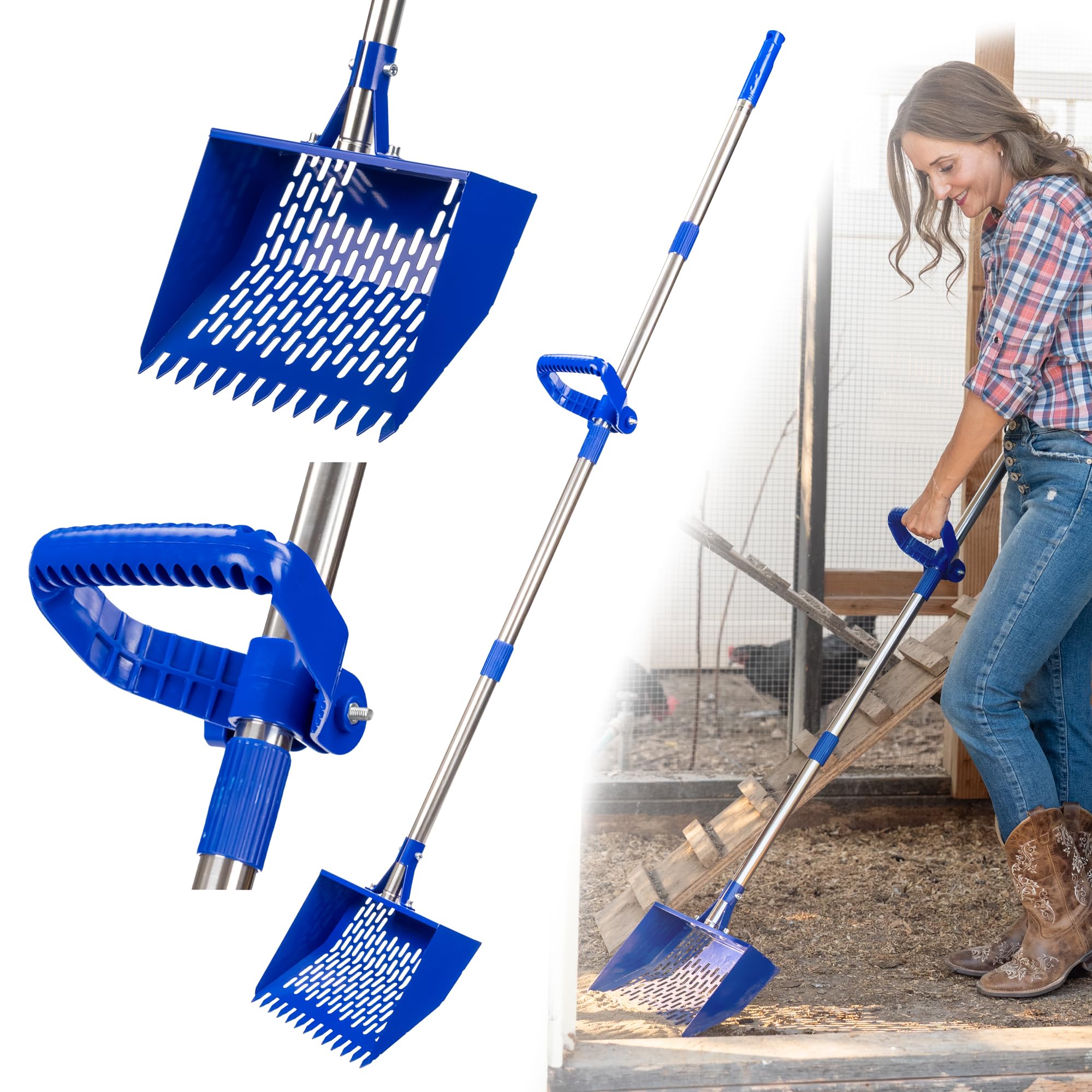 CRITTER FAVS chicken poop scooper with wide head for quick coop cleanup