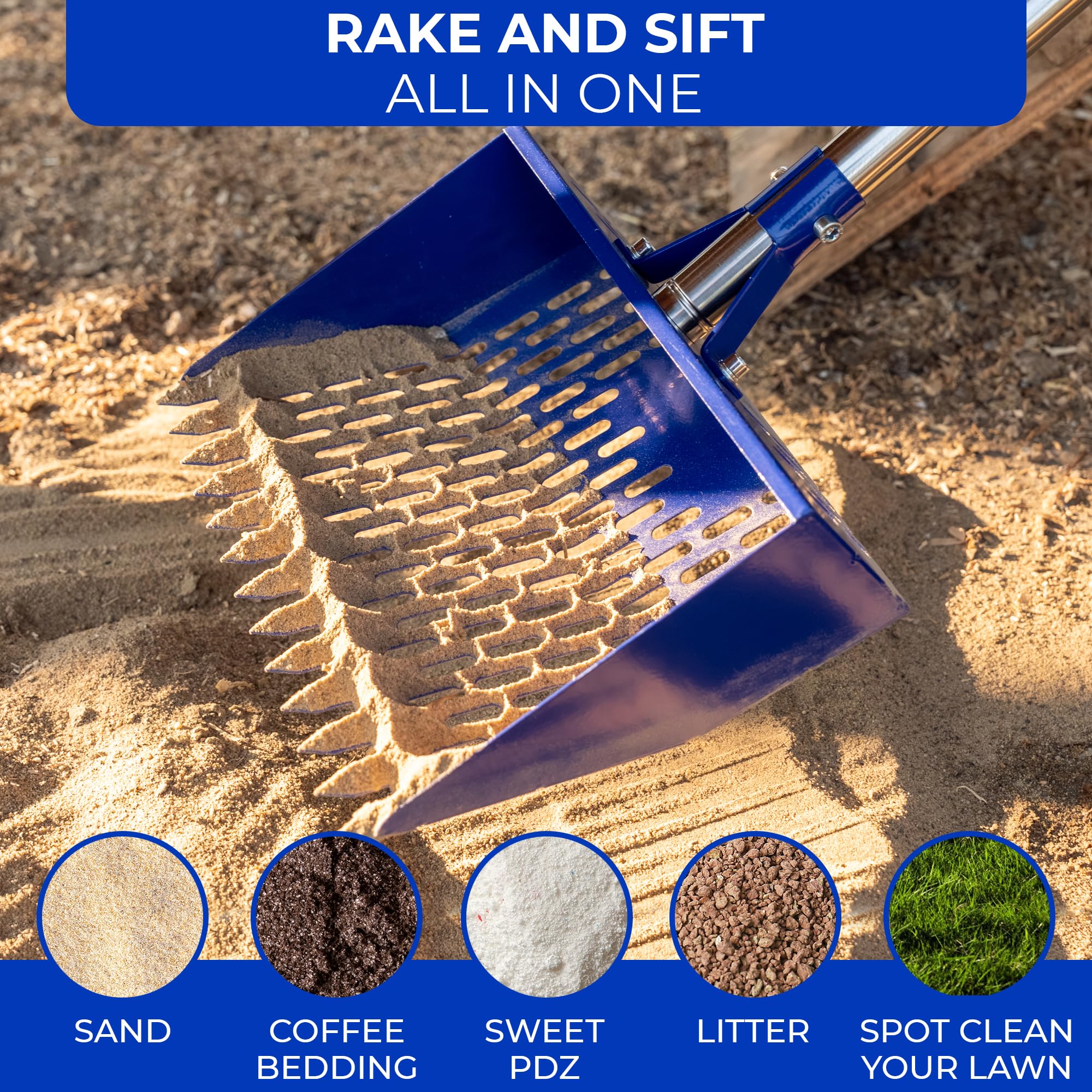 CRITTER FAVS coop-cleanup tool handles dirt, sand, and bedding efficiently