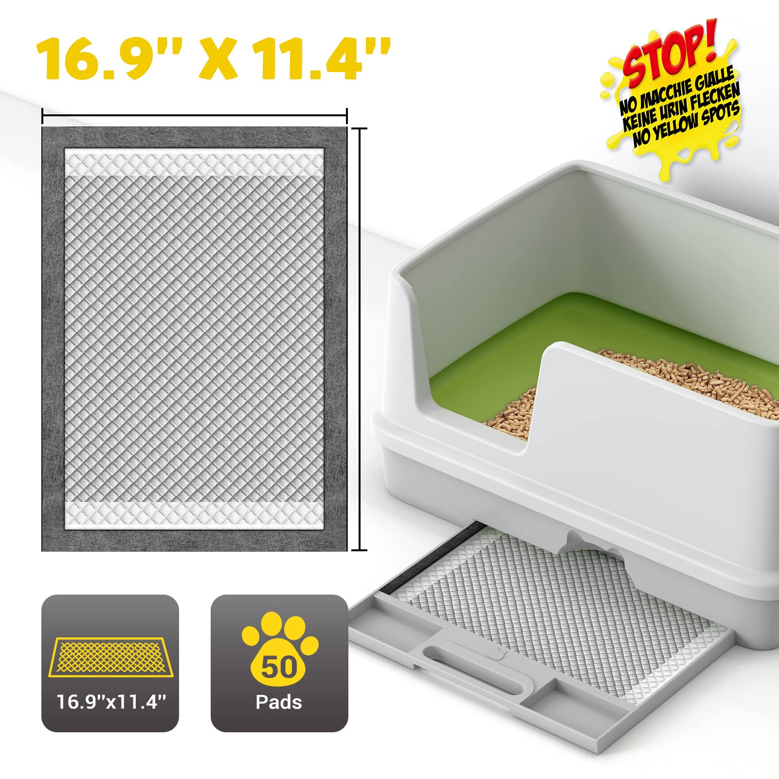 Croci Breeze refill pads with corner stickers prevent slipping in the litter box.