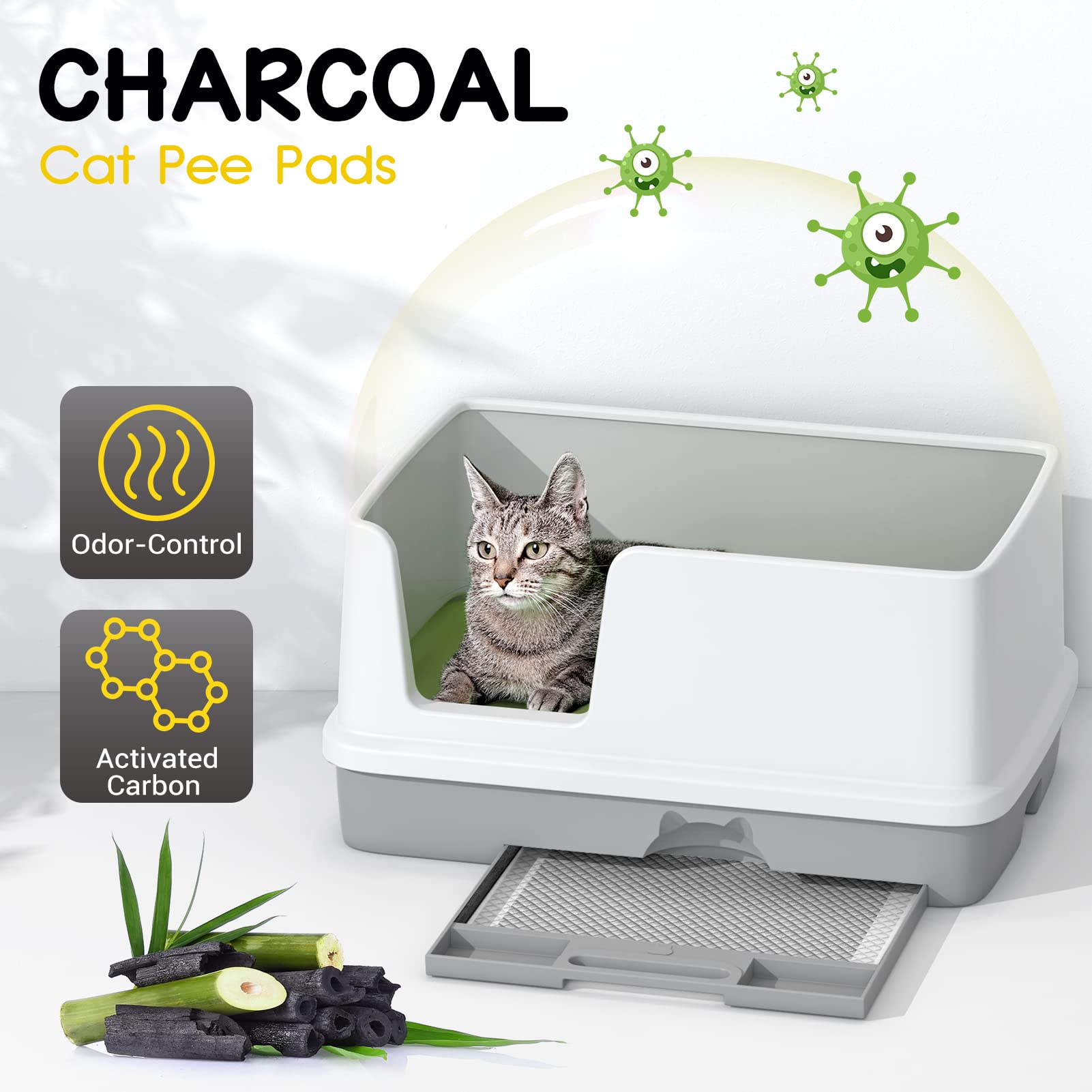 Croci bamboo charcoal odor-control pad neutralizes litter smells.
