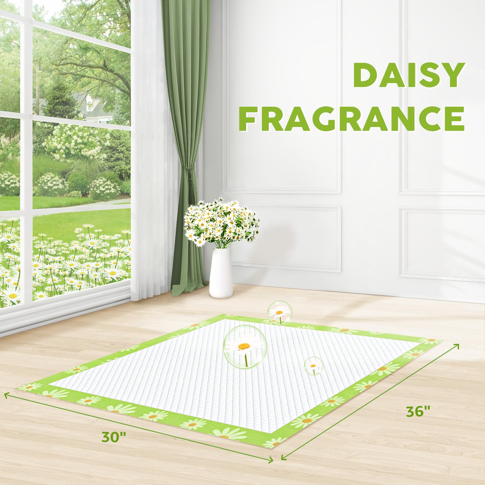 Croci pee pads 30x36in daisy pattern laid flat for training and protection