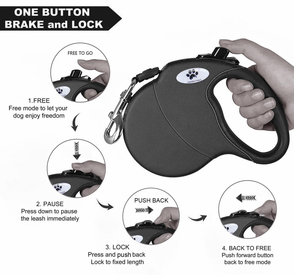 CROWN PAWS rustproof swivel hook allows smooth 360-degree rotation for safe handling.